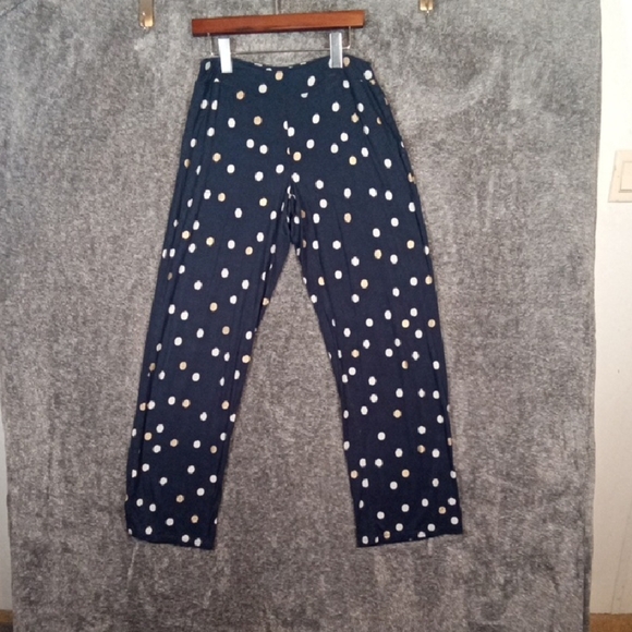 Soma Intimates Lounge Pants Navy Blue Polka Dots Elastic Wzist Pockets Size Smal - Picture 1 of 8